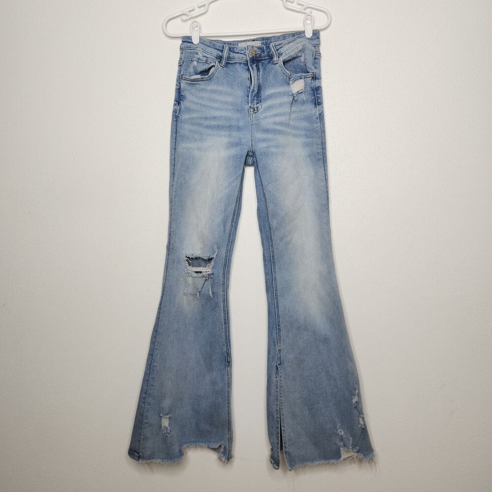 Risen Jeans 9/29 Flare Distressed Boho Hippie Rave Jeans Bottoms